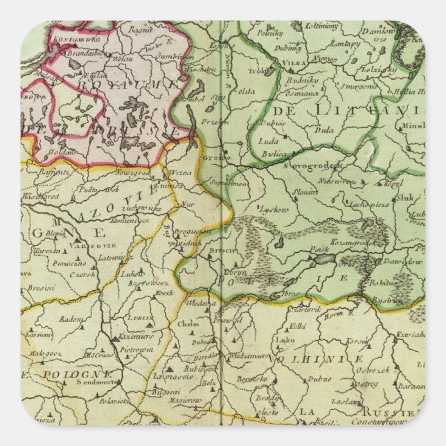 Pegatina Cuadrada Polonia y Lituania (Anverso)