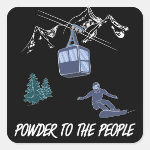 Pegatina Cuadrada Polvo para la estación de esquí People Snowboard