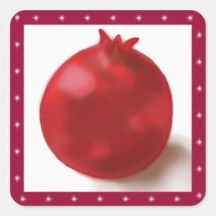 Pegatina Cuadrada Pomegranate Cute Red