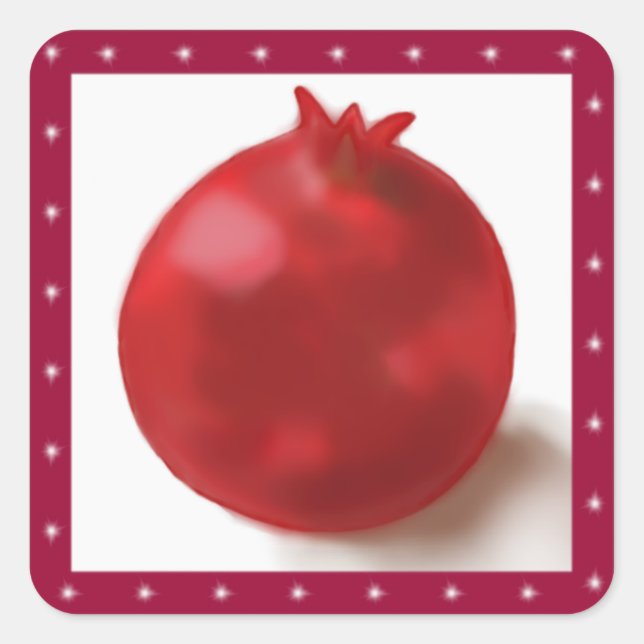 Pegatina Cuadrada Pomegranate Cute Red (Anverso)