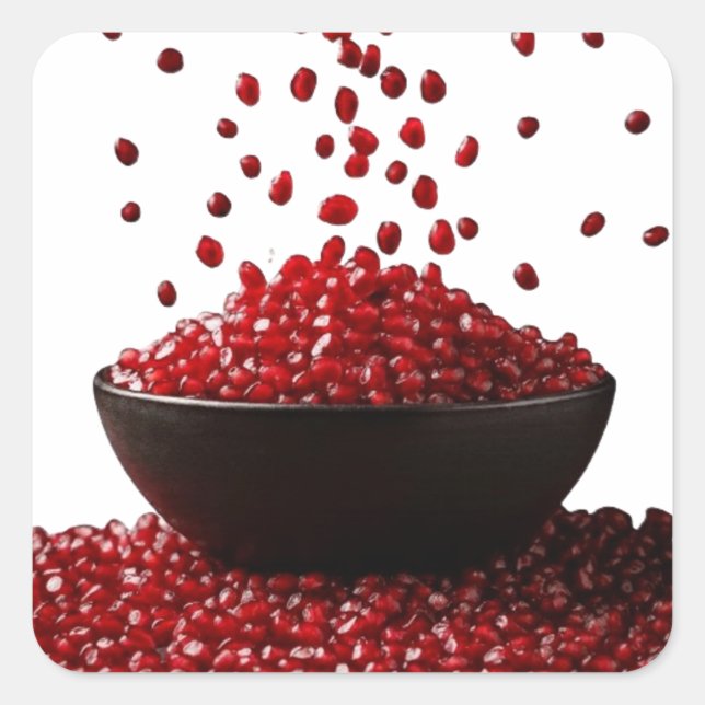 Pegatina Cuadrada Pomegranate Illustration – Elegant Fruit Design (Anverso)