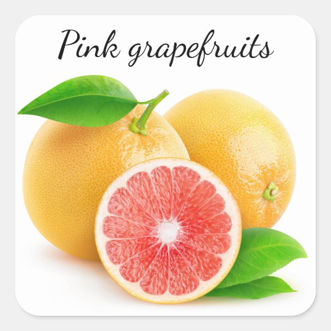 Pegatina Cuadrada Pomelos rosados (Anverso)