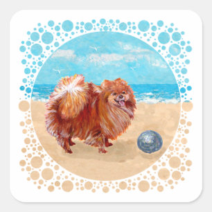 Pegatina Cuadrada Pomerania en la orilla del mar