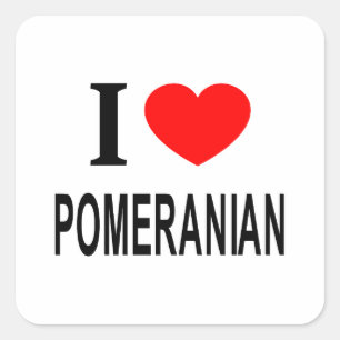 PEGATINA CUADRADA ❤️ POMERANIANO ME ENCANTA EL POMERANÍ CORAZÓN POME