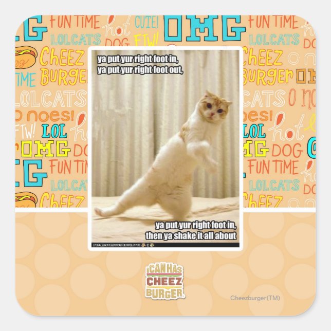 Pegatina Cuadrada Pones tu pie derecho, pones tu pie derecho (Anverso)