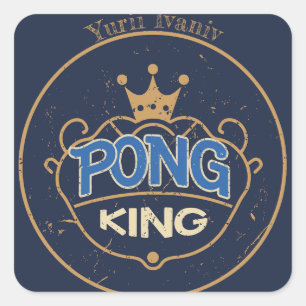 Pegatina Cuadrada Pong King Blue