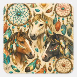 Pegatina Cuadrada Poni Caballitos Cazadores de Sueños