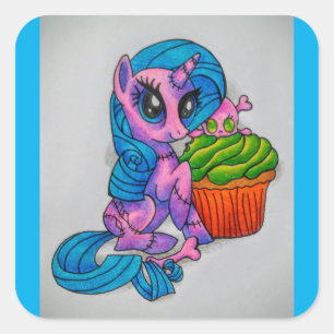 Pegatina Cuadrada Poni zombie