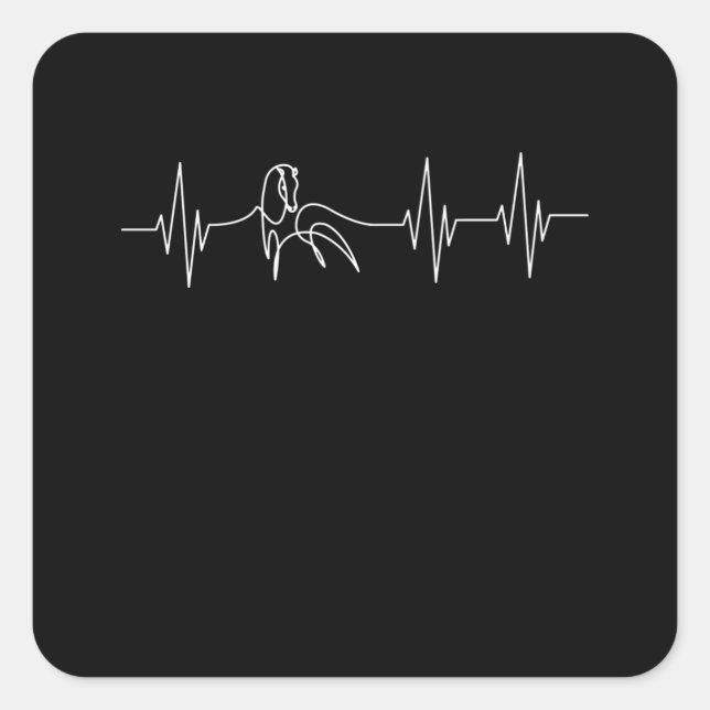 Pegatina Cuadrada Ponny en el pulso del piloto del latido del caball (Anverso)