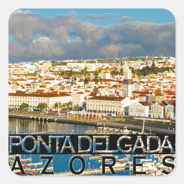 Pegatina Cuadrada Ponta Delgada (Anverso)