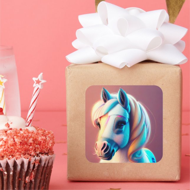 Pegatina Cuadrada Pony 3D Spirit (Fiesta)