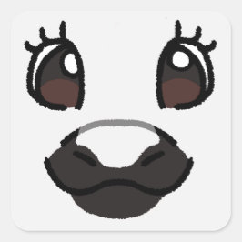 Pegatina Cuadrada Pony blanco