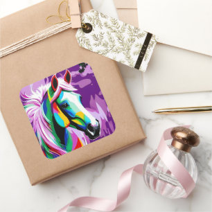 Pegatina Cuadrada Pony colorido