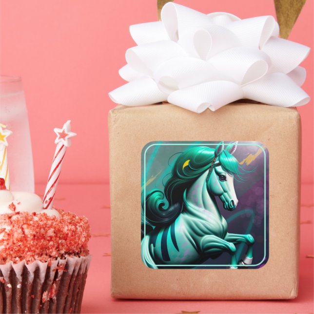 Pegatina Cuadrada Pony Espíritu 3D 24 (Fiesta)