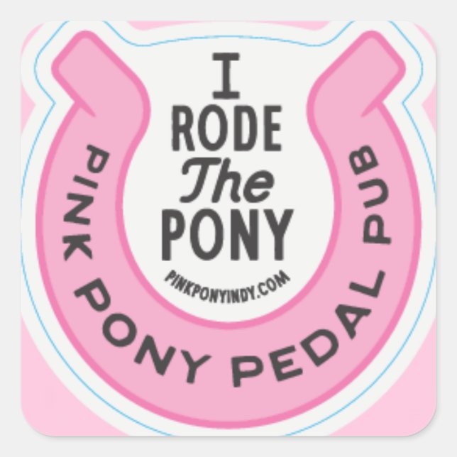 Pegatina Cuadrada Pony Pedal Pink Pub Indy (Anverso)