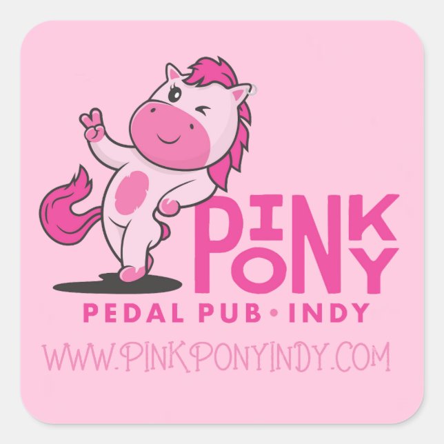 Pegatina Cuadrada Pony Pedal Pink Pub Indy (Anverso)