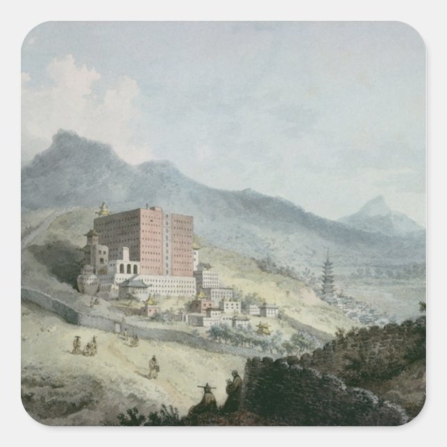 Pegatina Cuadrada Poo Ta La, o Gran Templo de Fo (Anverso)