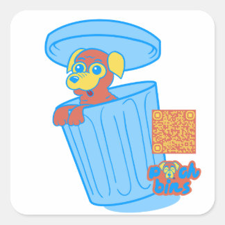 Pegatina Cuadrada Pooch Bins Pug