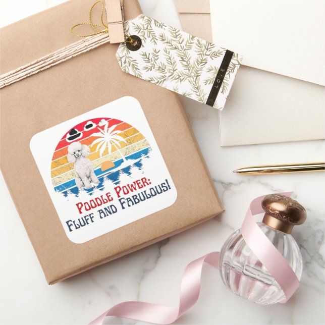 Pegatina Cuadrada Poodle (Regalar)
