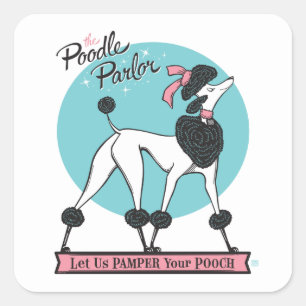 Pegatina Cuadrada Poodle Parlor
