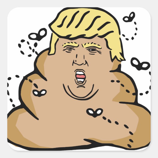 Pegatina Cuadrada poop donald trump (Anverso)