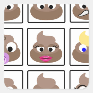 Pegatina Cuadrada Poop muchas caras