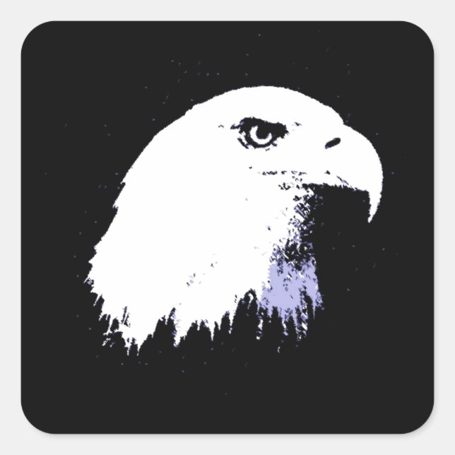 Pegatina Cuadrada Pop Art Bald Eagle (Anverso)