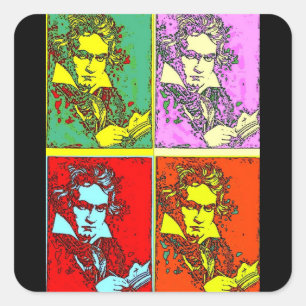 Pegatina Cuadrada Pop-art Beethoven