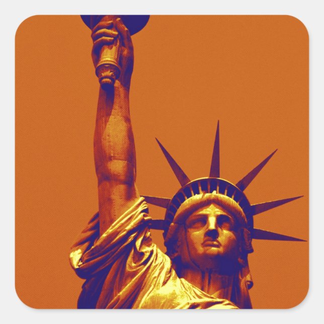 Pegatina Cuadrada Pop Art Lady Liberty (Anverso)