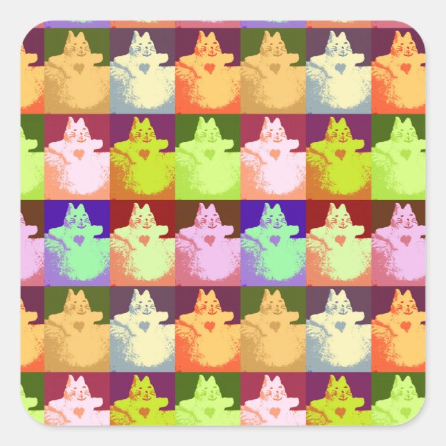 Pegatina Cuadrada Pop Art Snow Kitty (Anverso)