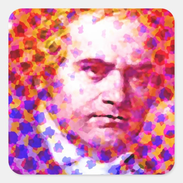 Pegatina Cuadrada Pop Beethoven (Anverso)