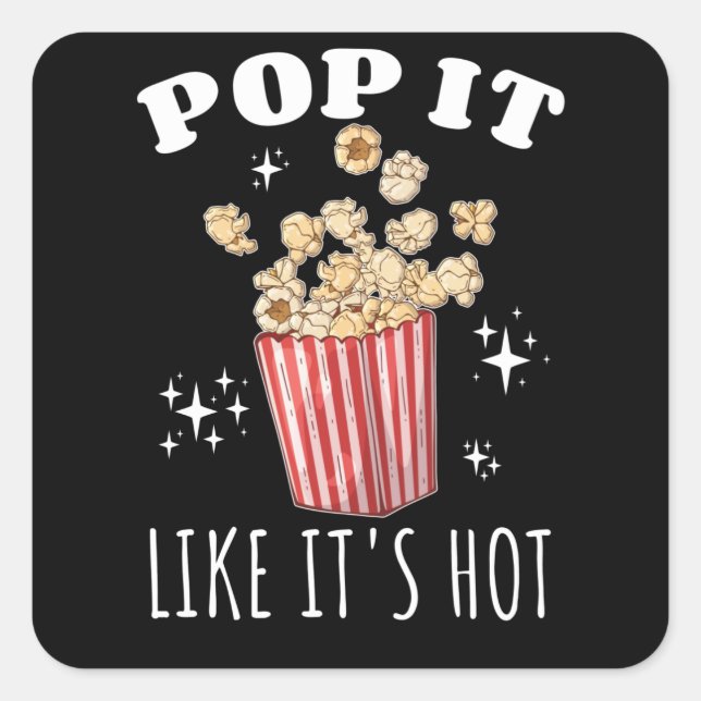 Pegatina Cuadrada Pop como si fuera Hot Popcorn (Anverso)