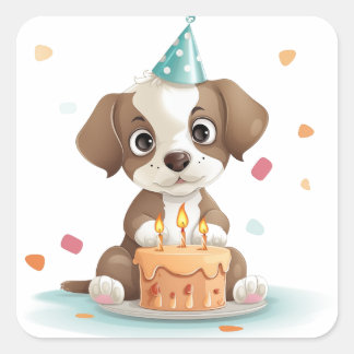 Pegatina Cuadrada Popa de cumpleaños