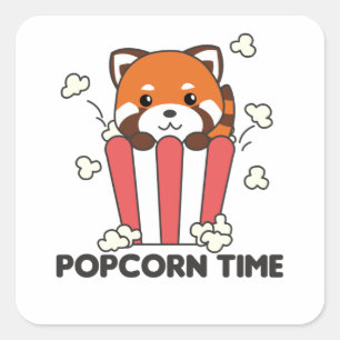 Pegatina Cuadrada Popcorn Time Funny Pun
