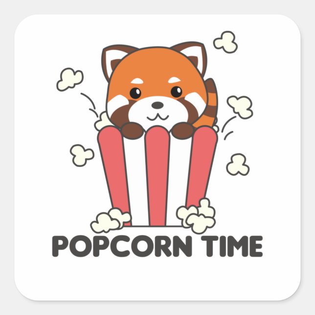 Pegatina Cuadrada Popcorn Time Funny Pun (Anverso)