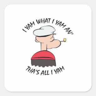 Pegatina Cuadrada Popeye I Yam What I Yam Classic