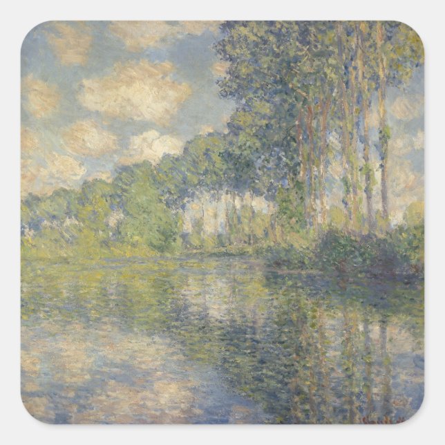 Pegatina Cuadrada Poplares en el Epte - Monet (Anverso)