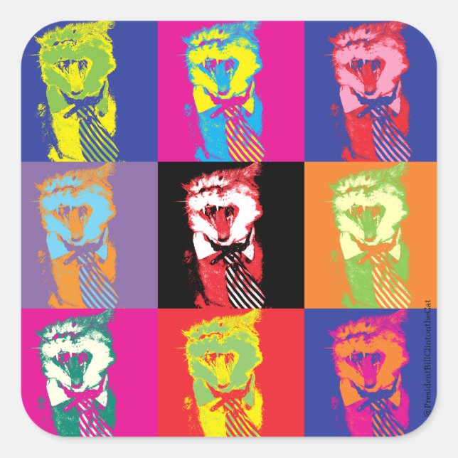 Pegatina Cuadrada ¡Pop'n'Roll con el señor presidente! (Anverso)