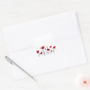 Pegatina Cuadrada Poppies rojos - Elegante Flor silvestre