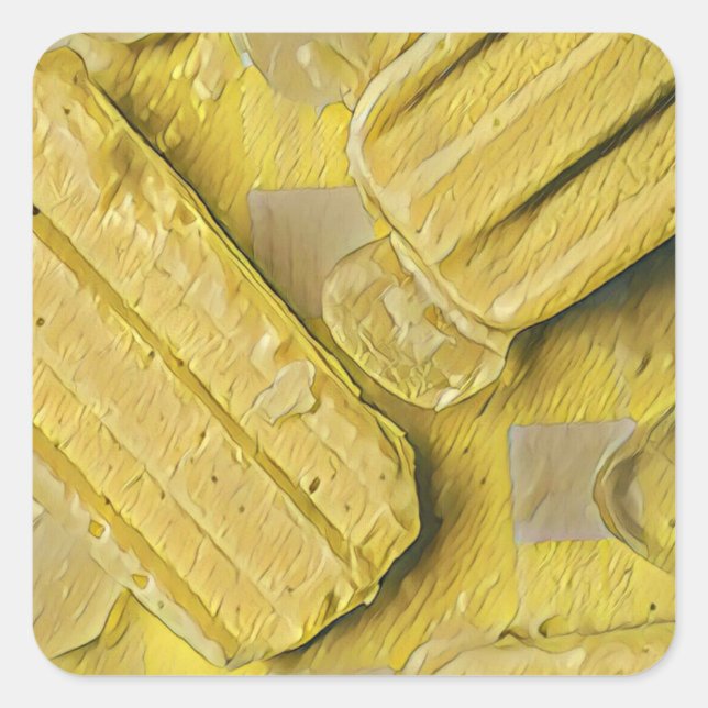 Pegatina Cuadrada Popsicas de helado amarillo (Anverso)