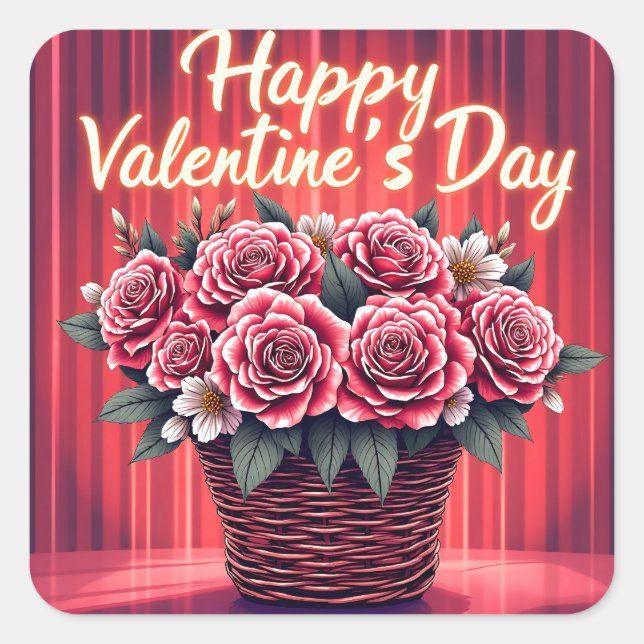 Pegatina Cuadrada Popular Beautiful Luxury Floral Love Collection (Anverso)