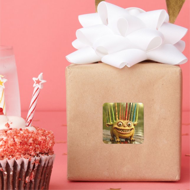 Pegatina Cuadrada Populares amigos - Poster monstruo arcoiris arreci (Fiesta)