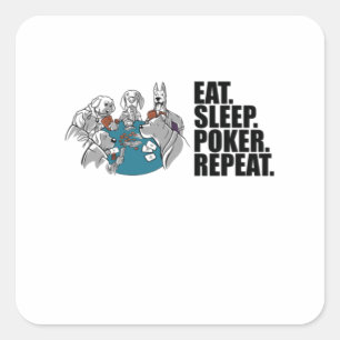 Pegatina Cuadrada Póquer - Comer. Duerme. Poker. Repite.