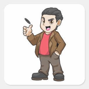 Pegatina Cuadrada Póquer con amigos