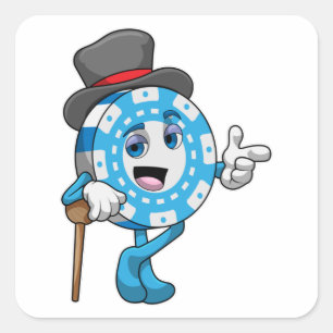 Pegatina Cuadrada Póquer con fichas de póker