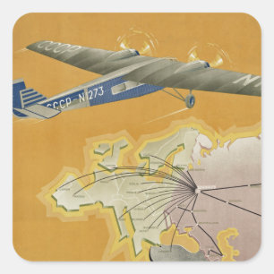 Pegatina Cuadrada Por aire a la URSS