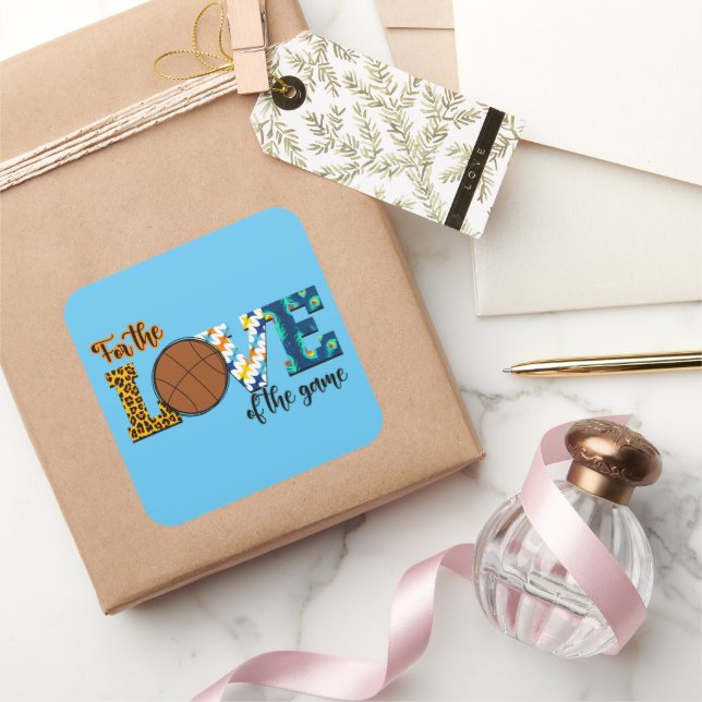 Pegatina Cuadrada Por El Amor Del Juego De Baloncesto Mamá Leopard (Regalar)