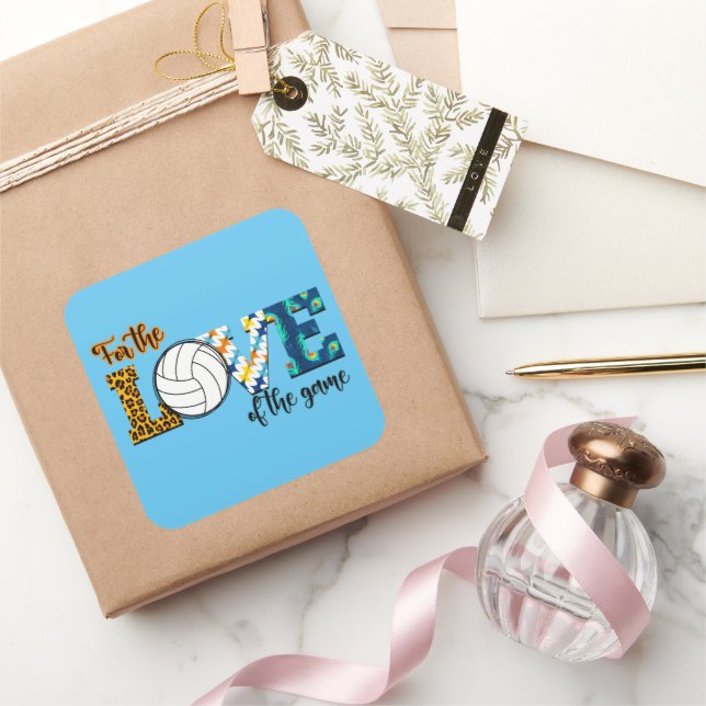 Pegatina Cuadrada Por El Amor Del Juego De Voleibol Mamá Leopard (Regalar)