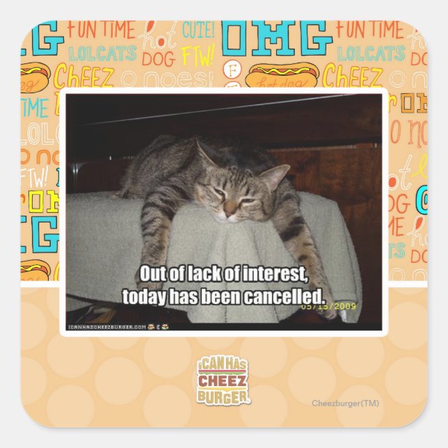 Pegatina Cuadrada Por falta de interés (Anverso)