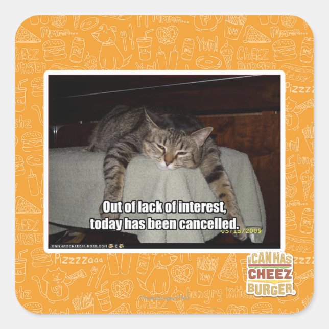 Pegatina Cuadrada Por falta de interés (Anverso)